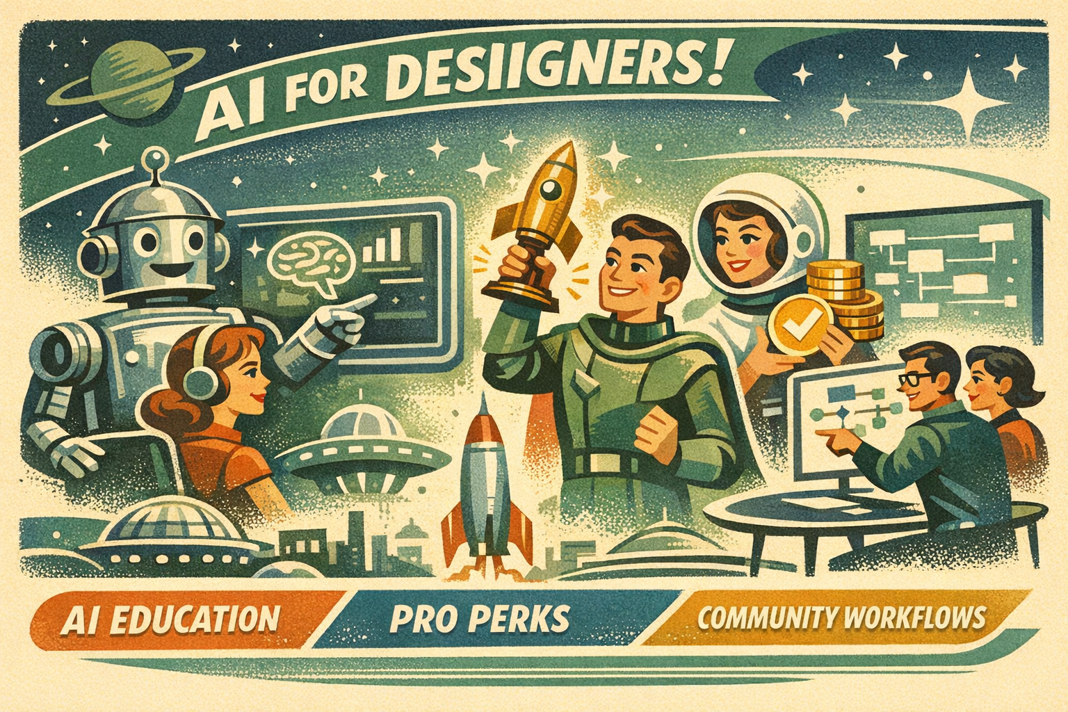 ## Fresh AI Education, Pro Perks, and Community Workflows for Designers